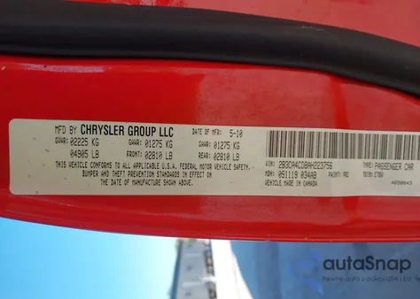 2010 Dodge Charger z USA, uszkodzony, nr VIN 2B3CA4CD8AH223756